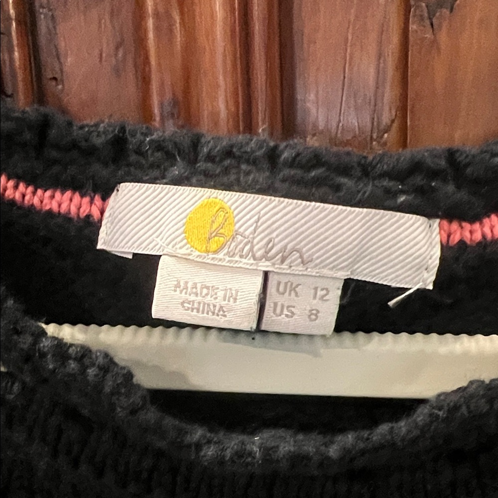 BODEN Claudia Black Textured Knitted Short Sleeve Top Black Sweater. Size 8 - Picture 3 of 7